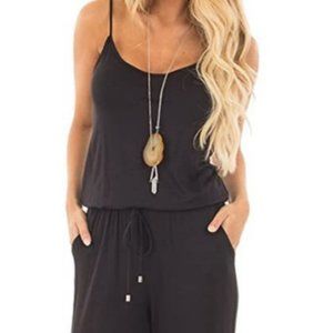 Sullcom Black lightweight Jumpsuit. Size M with cinch waist and tie. Super cute!